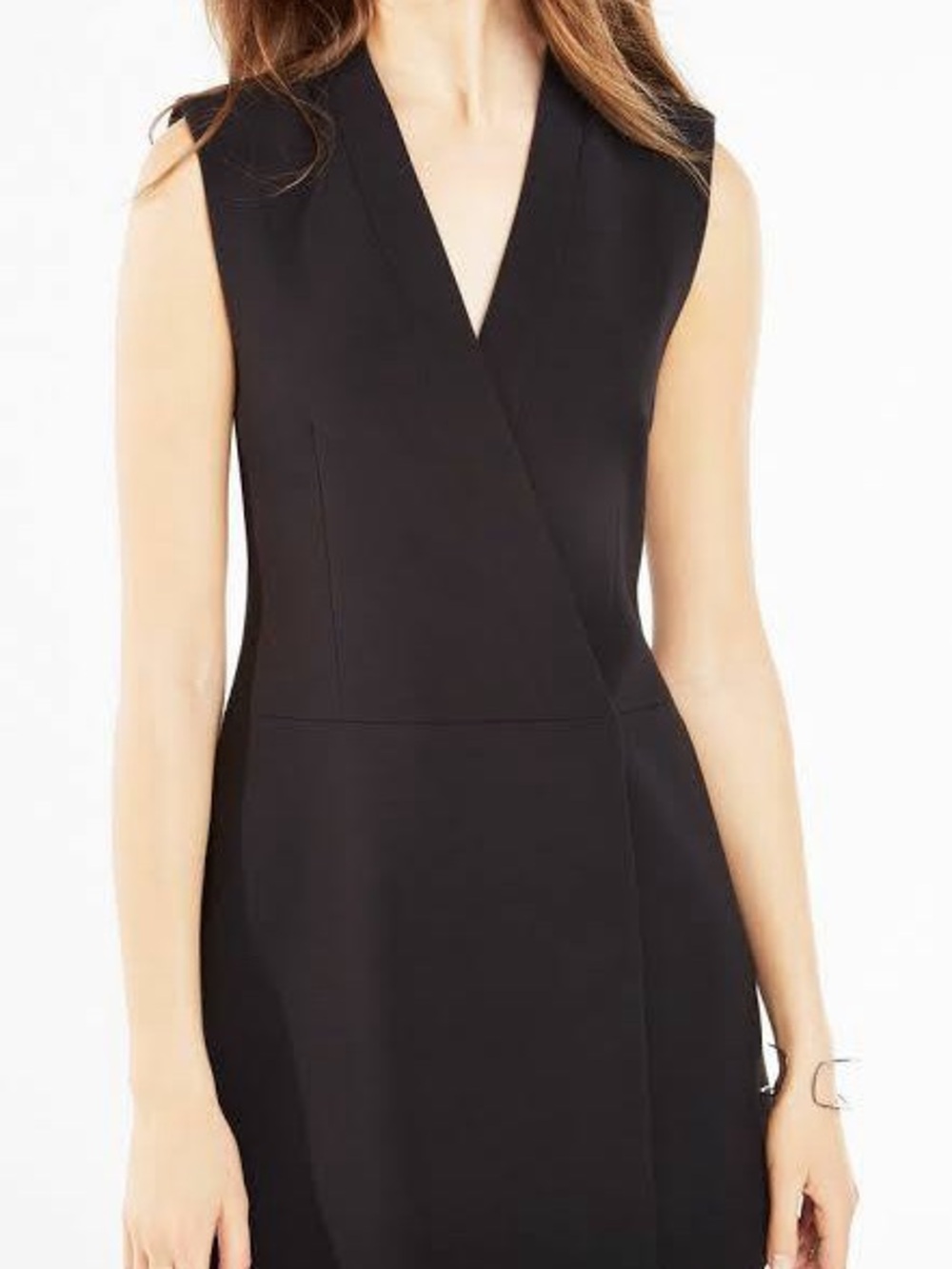 BCBGMaxAzria Black Sleeveless V-Neck Sheath Dress